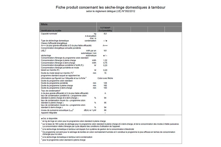 Sèche-linge MIELE TCF 760 WP - A+++ ET DRYCARE 40
