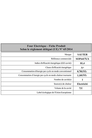 Four encastrable Sauter SOP6417LX