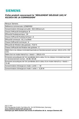 Hotte décorative murale Siemens LC96BFM50