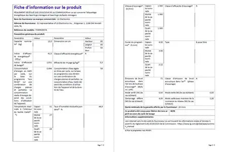 Lave-linge hublot Lg F34R92BSTA