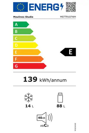 Réfrigérateur top Moulinex Studio MSTTR107WH