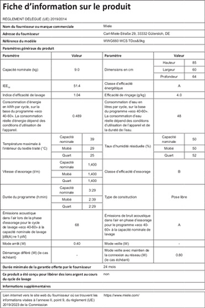 Lave-linge hublot MIELE WWG 660 TWINDOS