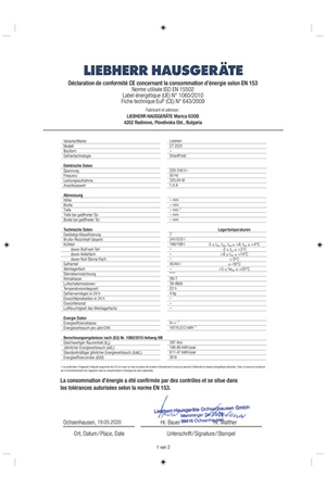 Réfrigérateur congélateur en haut Liebherr CT2531-21