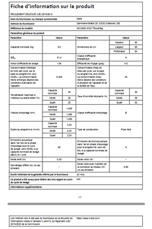 Lave-linge hublot MIELE WCG 660