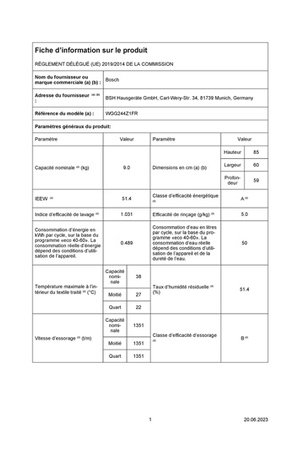 Lave-linge hublot BOSCH WGG244Z1FR - SERIE 6